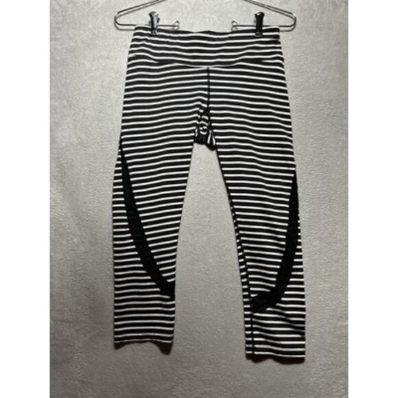 Calvin Klein Women's Small Performance Capri Leggings Black White Stripe - Picture 1 of 6